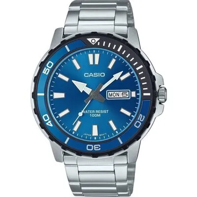 Casio Standard Analog Stainless Steel Blue Dial Quartz MTD-125D-2A1V 100M Men's Watch