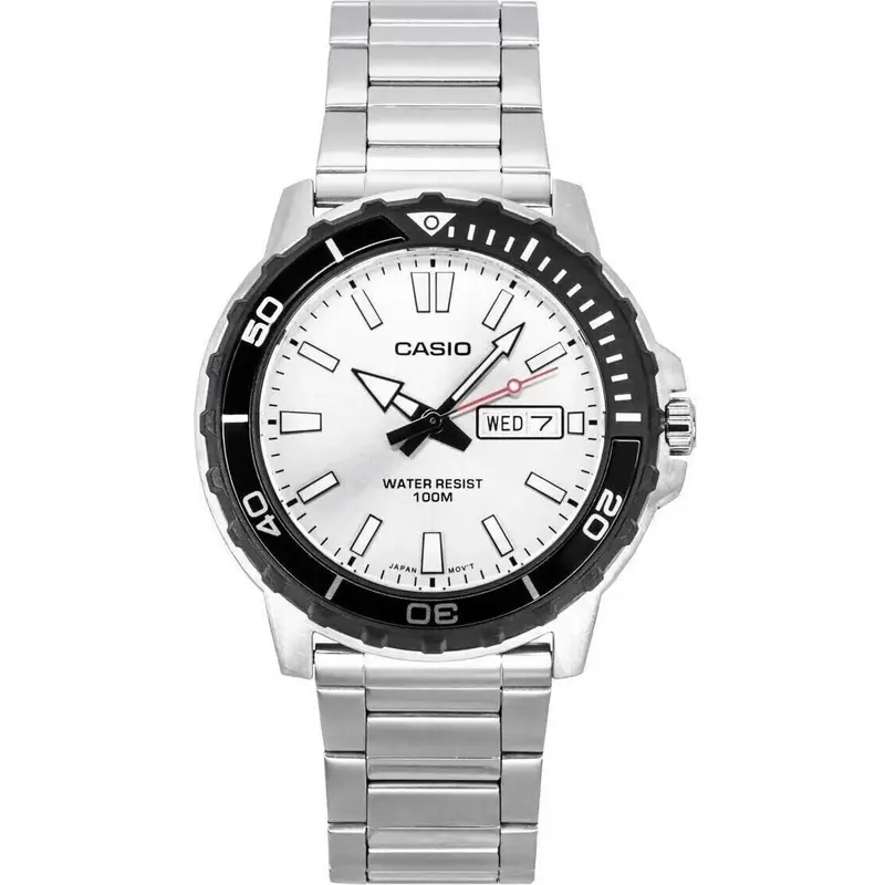 Casio Standard Analog Stainless Steel Silver Dial Quartz MTD-125D-7AV 100M Men's Watch