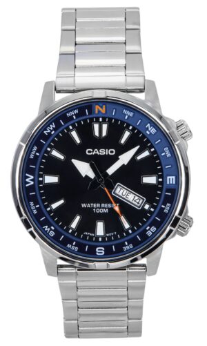 Casio Standard Analog Stainless Steel Black Dial Quartz MTD-130D-1A2V 100M Men's Watch