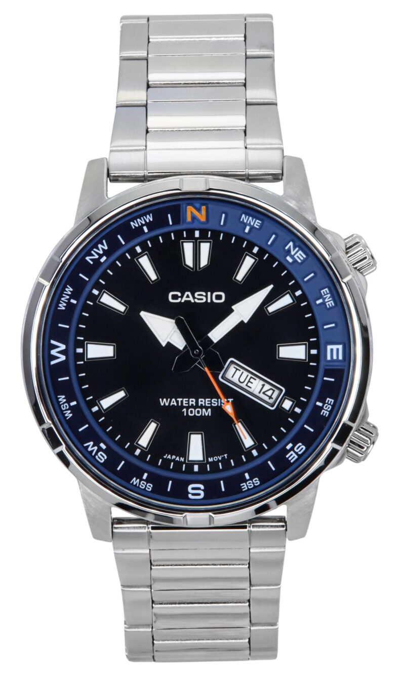 Casio Standard Analog Stainless Steel Black Dial Quartz MTD-130D-1A2V 100M Men's Watch