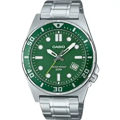 Casio Standard Analog Stainless Steel Green Dial Quartz MTD-135D-3AV Men's Watch