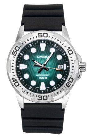 Casio Standard Analog Resin Strap Green Dial Quartz MTD-140-3AV 100M Men's Watch