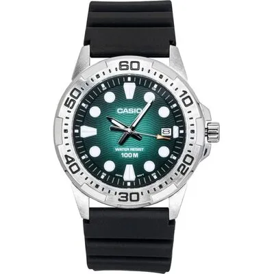 Casio Standard Analog Resin Strap Green Dial Quartz MTD-140-3AV 100M Men's Watch