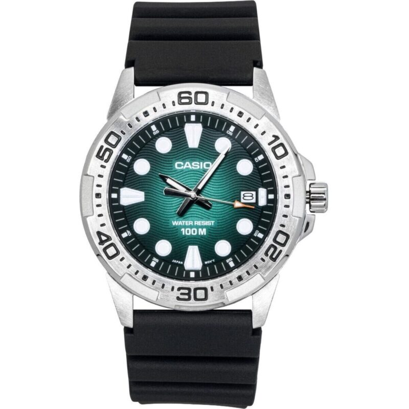 Casio Standard Analog Resin Strap Green Dial Quartz MTD-140-3AV 100M Men's Watch