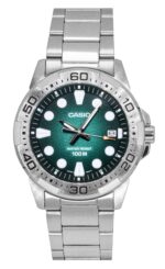 Casio Standard Analog Stainless Steel Green Dial Quartz MTD-140D-3AV 100M Men's Watch