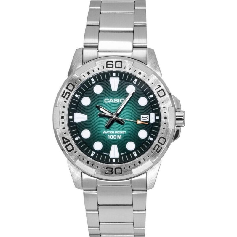 Casio Standard Analog Stainless Steel Green Dial Quartz MTD-140D-3AV 100M Men's Watch Casio Standard Analog Stainless Steel Green Dial Quartz MTD-140D-3AV 100M Men's Watch