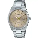 Casio Standard Analog Ion Plated Stainless Steel Beige Dial Quartz MTP-1302DD-9AV Men's Watch