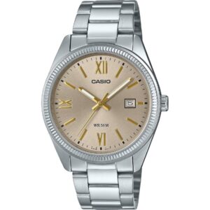 Casio Standard Analog Ion Plated Stainless Steel Beige Dial Quartz MTP-1302DD-9AV Men's Watch