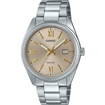 Casio Standard Analog Ion Plated Stainless Steel Beige Dial Quartz MTP-1302DD-9AV Men's Watch