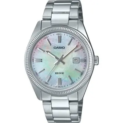 Casio Standard Analog Ion Plated Stainless Steel Mother Of Pearl Quartz MTP-1302DS-7AV Men's Watch