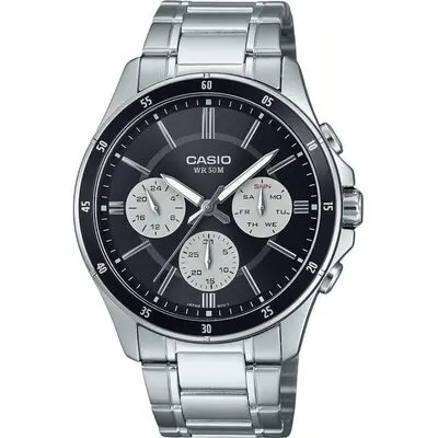 Casio Standard Analog Ion Plated Stainless Steel Black Dial Quartz MTP-1374D-1A3V Men's Watch
