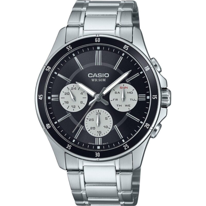 Casio Standard Analog Ion Plated Stainless Steel Black Dial Quartz MTP-1374D-1A3V Men's Watch
