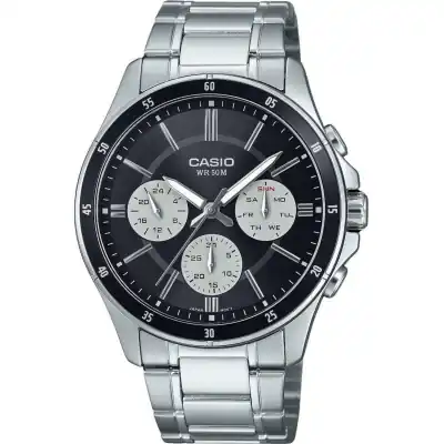 Casio Standard Analog Ion Plated Stainless Steel Black Dial Quartz MTP-1374D-1A3V Men's Watch