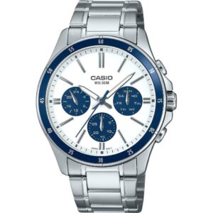 Casio Standard Analog Ion Plated Stainless Steel White Dial Quartz MTP-1374D-7A2V Men's Watch