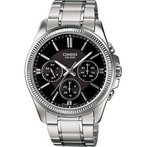 Casio Enticer Analog Stainless Steel Black Dial Quartz MTP-1375D-1AV Men's Watch