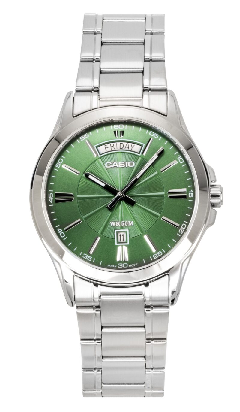 Casio Standard Analog Stainless Steel Green Dial Quartz MTP-1381D-3AV Men's Watch