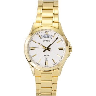 Casio Standard Analog Gold Tone Stainless Steel White Dial Quartz MTP-1381GD-7AV Men's Watch