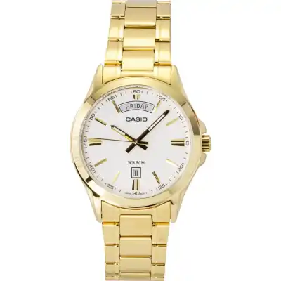 Casio Standard Analog Gold Tone Stainless Steel White Dial Quartz MTP-1381GD-7AV Men's Watch Casio Standard Analog Gold Tone Stainless Steel White Dial Quartz MTP-1381GD-7AV Men's Watch