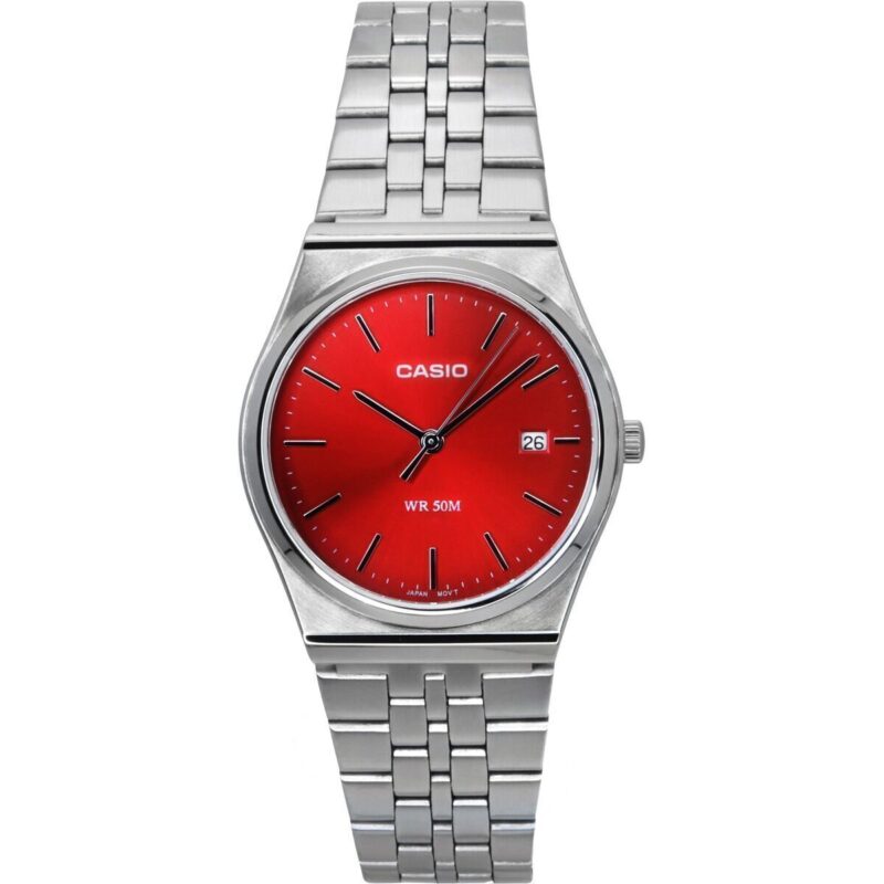 Casio Standard Analog Stainless Steel Red Dial Quartz MTP-B145D-4A2V Unisex Watch Casio Standard Analog Stainless Steel Red Dial Quartz MTP-B145D-4A2V Unisex Watch