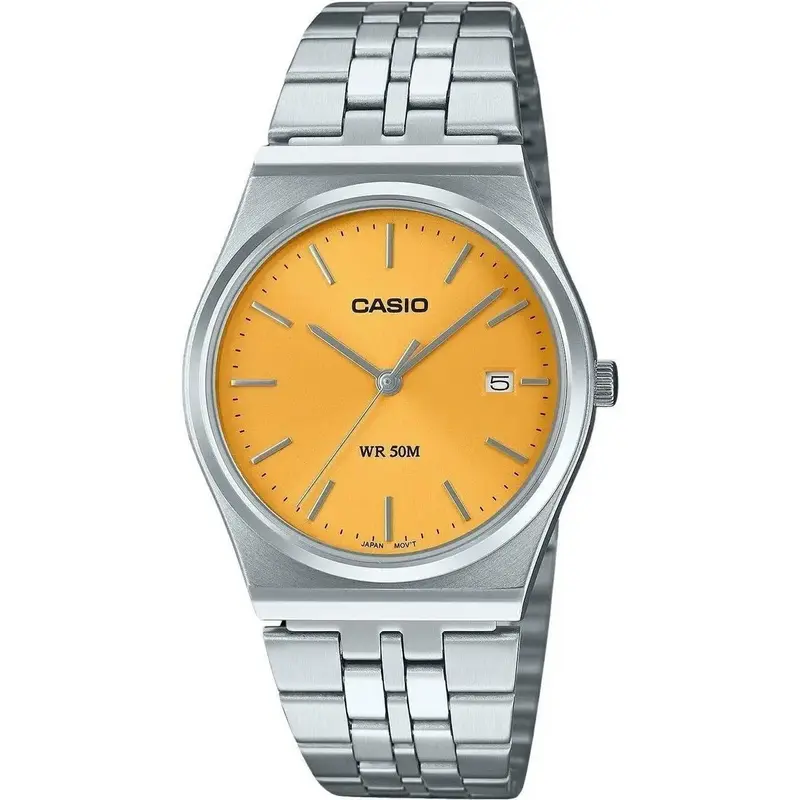 Casio Standard Analog Stainless Steel Yellow Dial Quartz MTP-B145D-9AV Unisex Watch