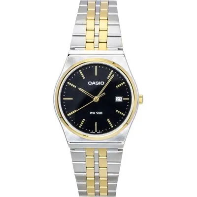 Casio Analog Two Tone Stainless Steel Black Dial Quartz MTP-B145SG-1AV Men's Watch