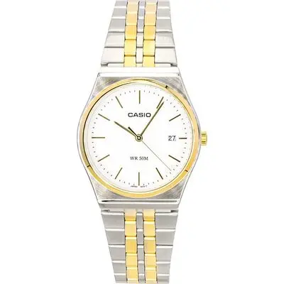 Casio Analog Two Tone Stainless Steel White Dial Quartz MTP-B145SG-7AV Men's Watch