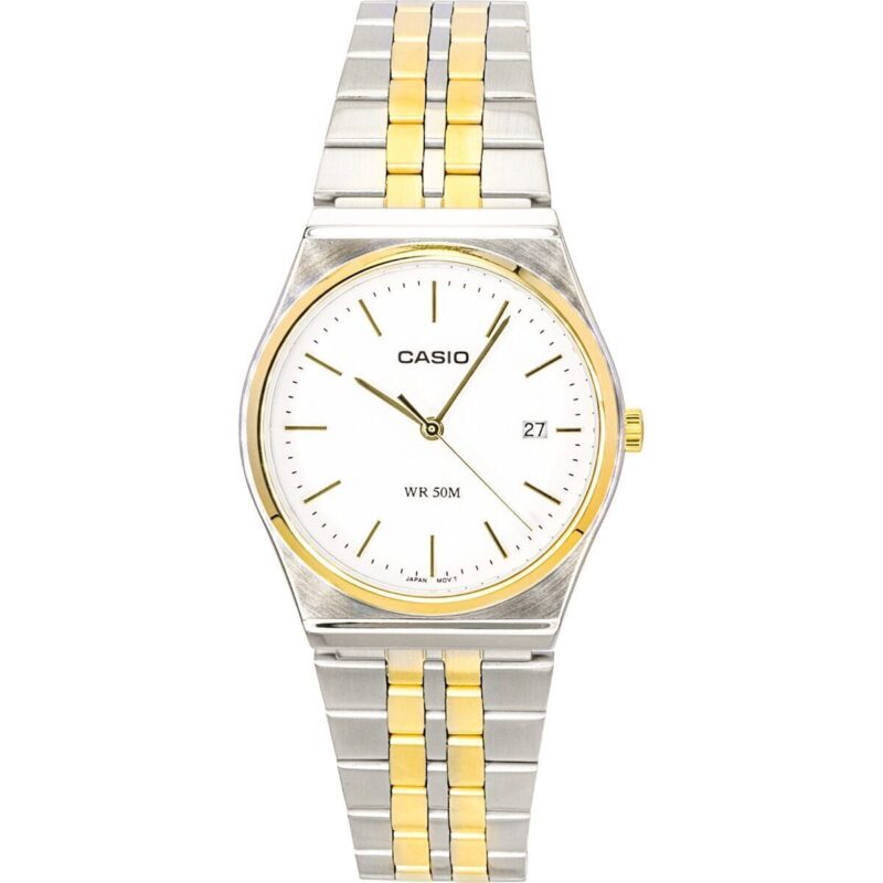 Casio Analog Two Tone Stainless Steel White Dial Quartz MTP-B145SG-7AV Men's Watch Casio Analog Two Tone Stainless Steel White Dial Quartz MTP-B145SG-7AV Men's Watch