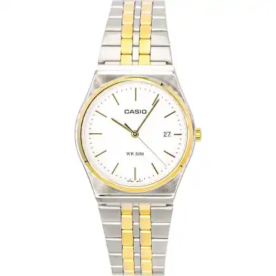 Casio Analog Two Tone Stainless Steel White Dial Quartz MTP-B145SG-7AV Men's Watch