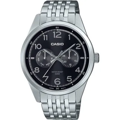 Casio Standard Analog Stainless Steel Black Dial Quartz MTP-E340D-1AV Men's Watch