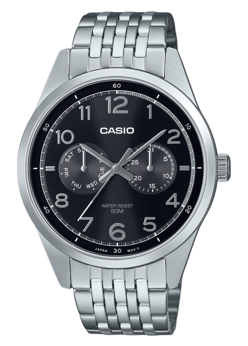 Casio Standard Analog Stainless Steel Black Dial Quartz MTP-E340D-1AV Men's Watch