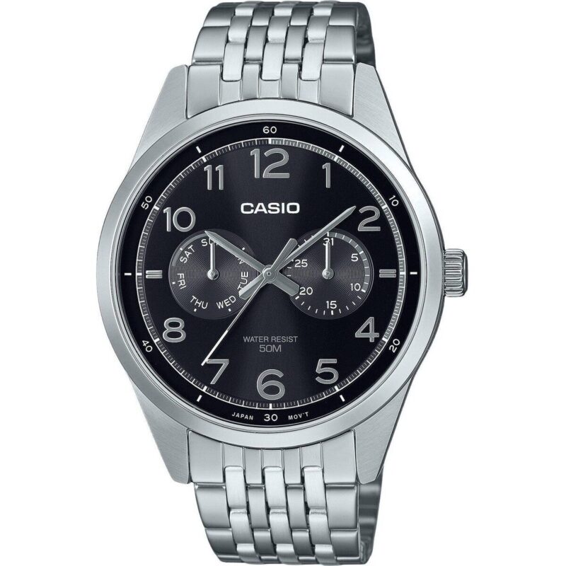 Casio Standard Analog Stainless Steel Black Dial Quartz MTP-E340D-1AV Men's Watch Casio Standard Analog Stainless Steel Black Dial Quartz MTP-E340D-1AV Men's Watch