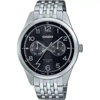 Casio Standard Analog Stainless Steel Black Dial Quartz MTP-E340D-1AV Men's Watch