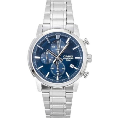 Casio Analog Chronograph Stainless Steel Blue Dial Quartz Mtp-e510d-2a2v Men's Watch