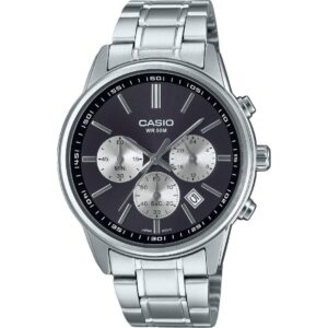 Casio Standard Analog Chronograph Stainless Steel Grey Dial Quartz MTP-E515D-1AV Men's Watch