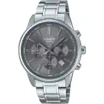Casio Standard Analog Chronograph Stainless Steel Grey Dial Quartz MTP-E515D-8AV Men's Watch