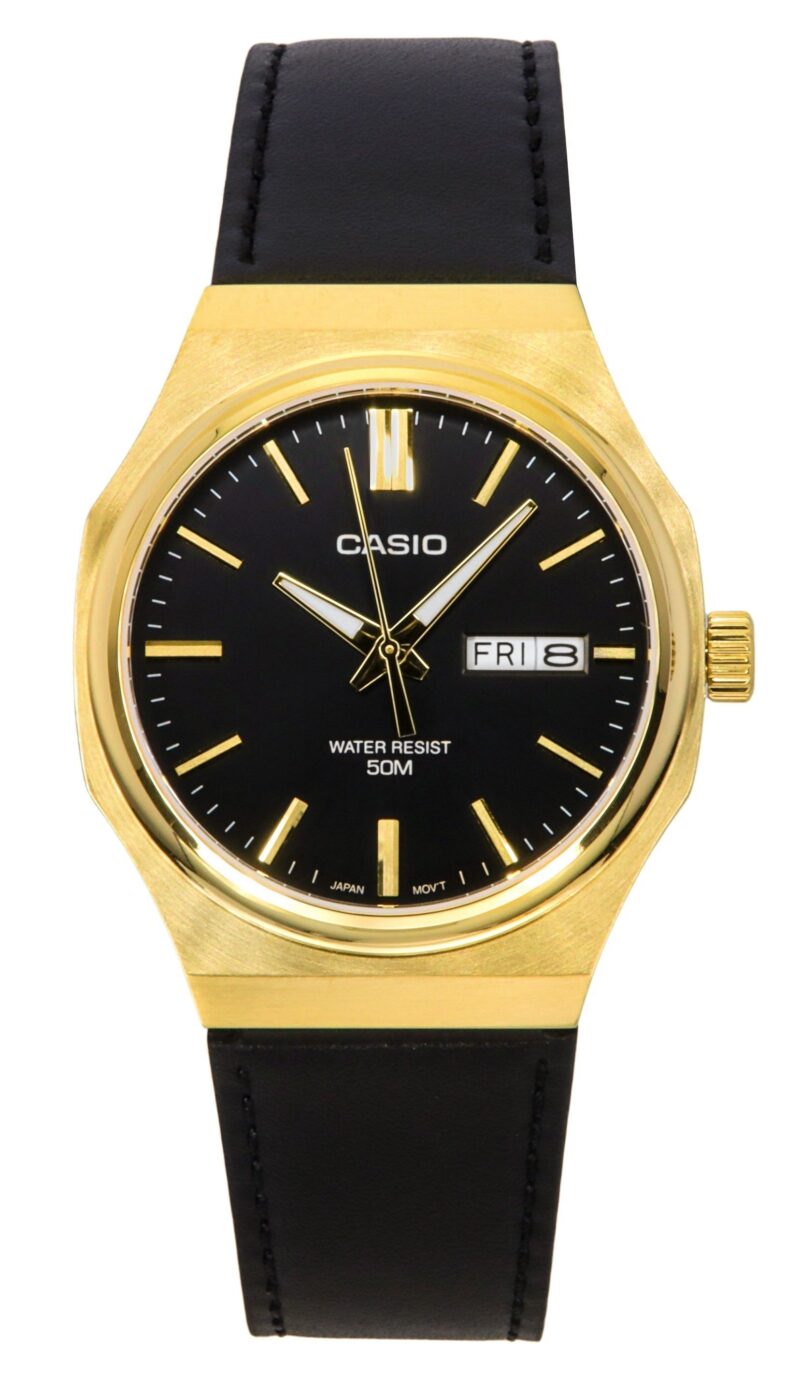 Casio Standard Analog Leather Strap Black Dial Quartz MTP-E735GL-1AV Men's Watch Casio Standard Analog Leather Strap Black Dial Quartz MTP-E735GL-1AV Men's Watch