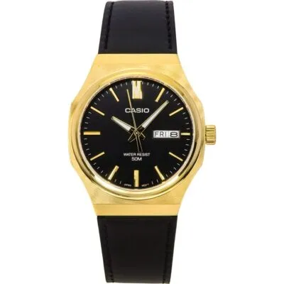 Casio Standard Analog Leather Strap Black Dial Quartz MTP-E735GL-1AV Men's Watch