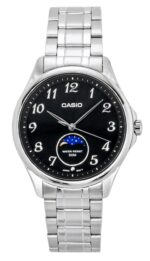 Casio Standard Analog Moon Phase Stainless Steel Black Dial Quartz MTP-M110D-1AV Men's Watch