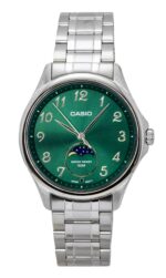 Casio Standard Analog Moon Phase Stainless Steel Green Dial Quartz MTP-M110D-3AV Men's Watch