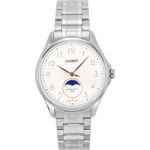 Casio Standard Analog Moon Phase Stainless Steel White Dial Quartz MTP-M110D-7AV Men's Watch