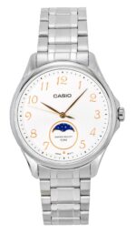 Casio Standard Analog Moon Phase Stainless Steel White Dial Quartz MTP-M110D-7AV Men's Watch