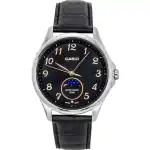Casio Standard Analog Moon Phase Leather Strap Black Dial Quartz MTP-M110L-1AV Men's Watch