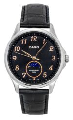 Casio Standard Analog Moon Phase Leather Strap Black Dial Quartz MTP-M110L-1AV Men's Watch