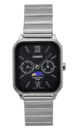 Casio Standard Analog Moon Phase Stainless Steel Black Dial Quartz MTP-M305D-1A2V Men's Watch