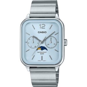 Casio Standard Analog Moon Phase Stainless Steel Baby Blue Dial Quartz MTP-M305D-2AV Men's Watch