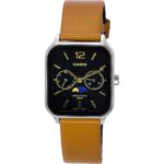 Casio Standard Analog Moon Phase Leather Strap Black Dial Quartz MTP-M305L-1A Men's Watch