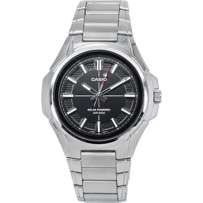 Casio Standard Analog Stainless Steel Black Dial Solar Powered MTP-RS100D-1A Men's Watch