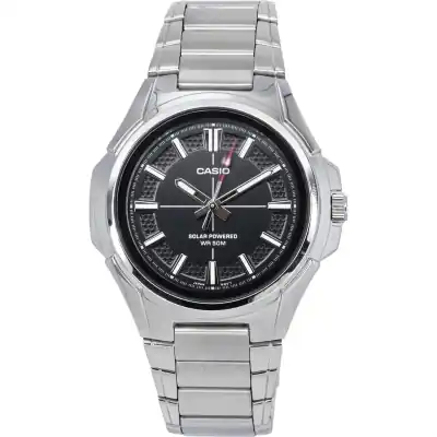 Casio Standard Analog Stainless Steel Black Dial Solar Powered MTP-RS100D-1A Men's Watch
