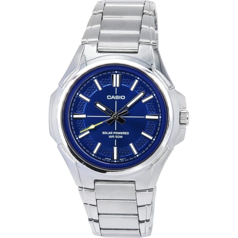 Casio Standard Analog Stainless Steel Blue Dial Solar MTP-RS100D-2A Men's Watch Casio Standard Analog Stainless Steel Blue Dial Solar MTP-RS100D-2A Men's Watch