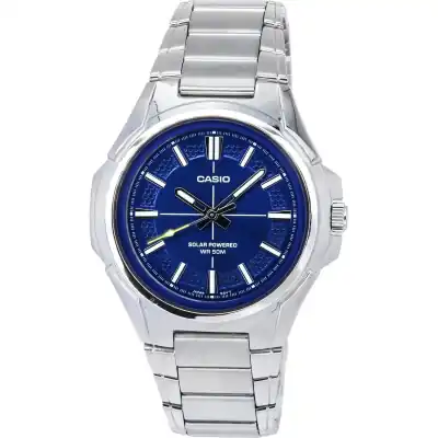 Casio Standard Analog Stainless Steel Blue Dial Solar MTP-RS100D-2A Men's Watch